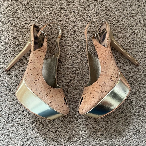 SAM EDELMAN Novato Slingback Pump Cork Stiletto - Picture 8 of 13